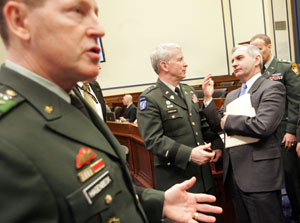 Sen. Jack Reed, right, talks to one of his West Point classmates, Brig Gen. Patrick Finnegan, now a dean at the academy. At left is Lt. Gen. Franklin L. Hagenbeck, the academy's superintendent. They gathered recently for a West Point Board of Visitors Meeting in Washington, D.C. Journal photo / Mary Murphy Sen. Jack Reed, right, talks to one of his West Point classmates, Brig Gen. Patrick Finnegan, now a dean at the academy. At left is Lt. Gen. Franklin L. Hagenbeck, the academy's superintendent. They gathered recently for a West Point Board of Visitors Meeting in Washington, D.C. Journal photo / Mary Murphy